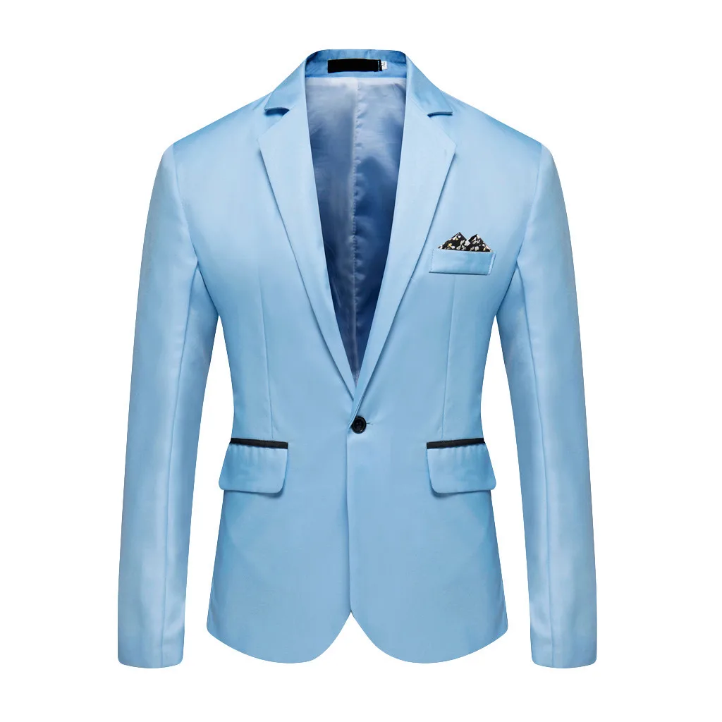 Sky Blue Большой размер, модный костюм, куртка, однотонный для бизнеса, для свадебной вечеринки, верхняя одежда, пальто, костюм, топы, костюм Весте, homme W725 - Цвет: Sky Blue