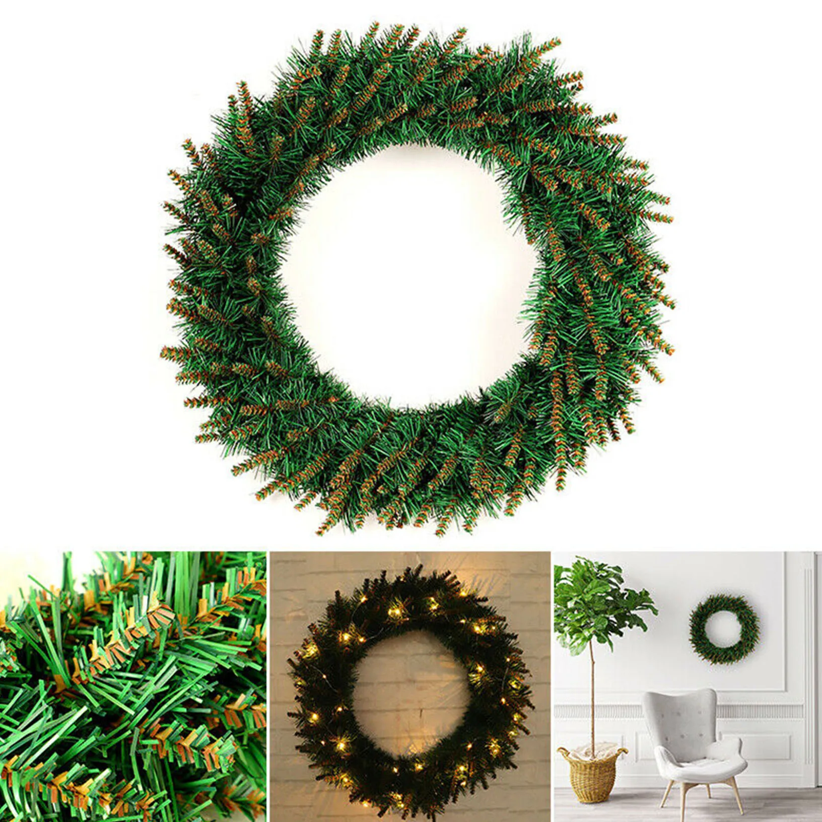 Искусственная Рождественская цветочная гирлянда из сосны 30 см подвесное