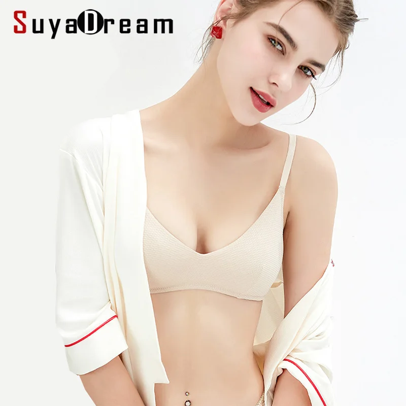 Женский бюстгальтер без косточек SuyaDream однотонный из 100% шелка 2019|Бюстгальтеры| |