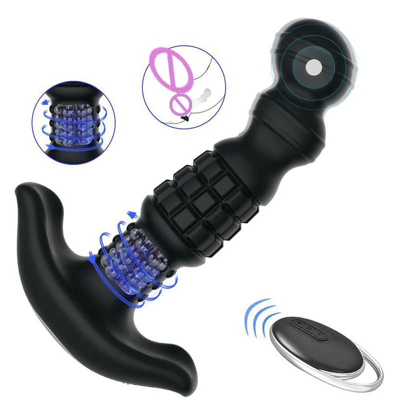 

360 Degree Rotating Dildo Anal Vibrator Male Prostate Massage Wireless Vibrator Rotation Anal Plug Dilator Big Butt Plug Sex L1