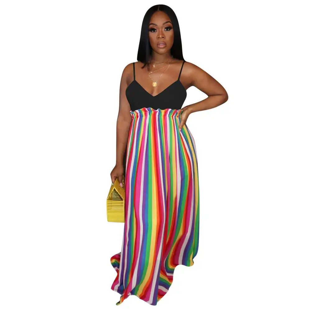 Популярная женская одежда в американском стиле весна/лето 2020 Радужное платье с
