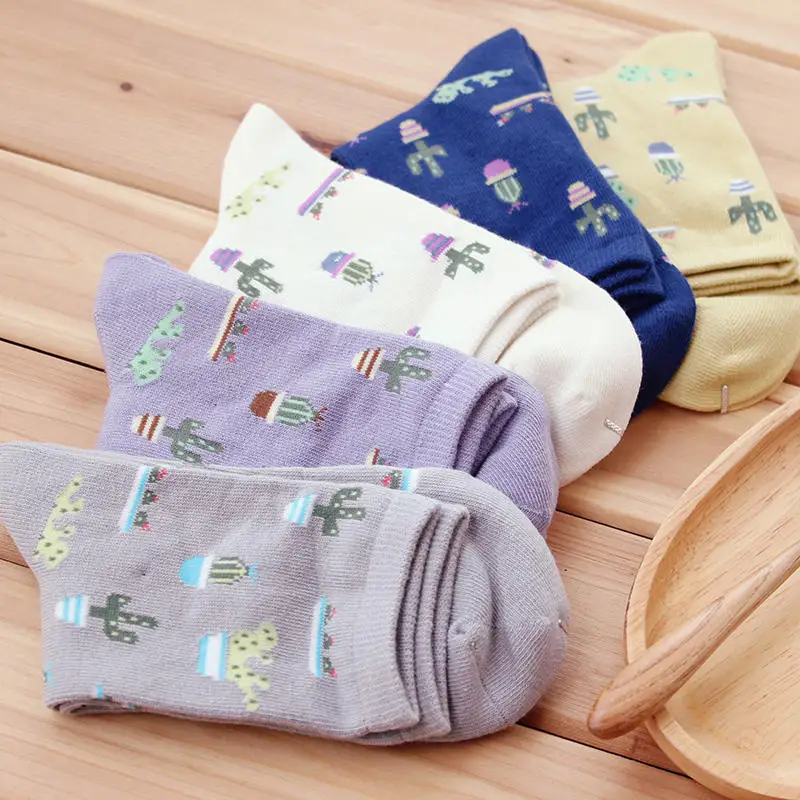 Ножка 22 25 см носки с кактусами модные повседневные растения мяч кактус Харадзюку