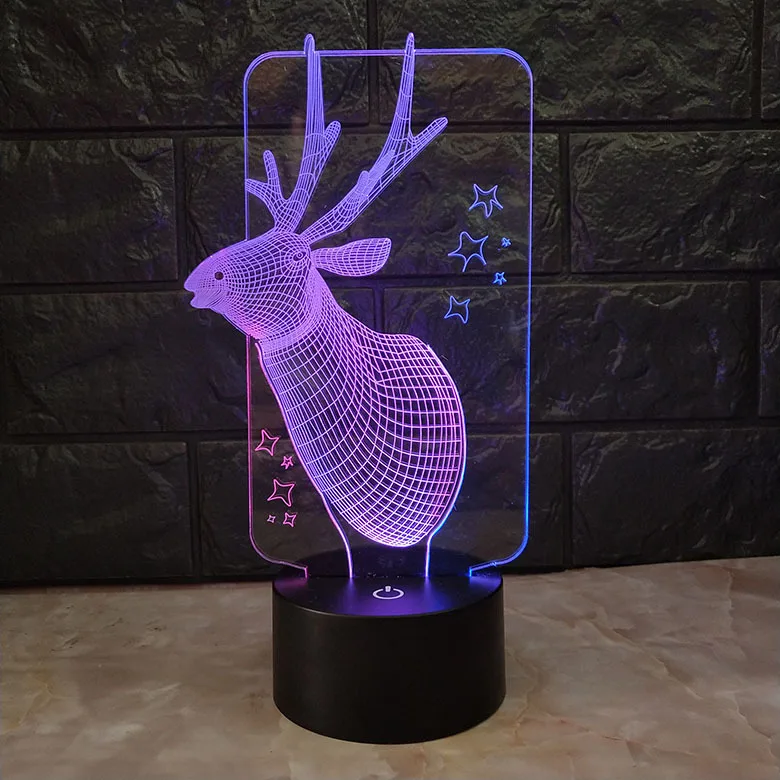 

Acrylic Deer 3d Led Table Lamp 7 Color Changing Touch Base USB Animal Night Light for Home Bedroom Decor Kids Xmas Gift Toys