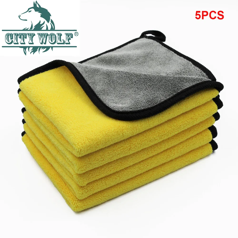 

5PCS car wash 30x30cm thicken water absorption coral fleece car cleaning towel double sided high density disk cleaning accessory