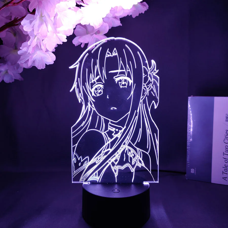Аниме меч искусство онлайн светодиодный ночник Kawaii манга SAO фигурка Asuna гаджеты