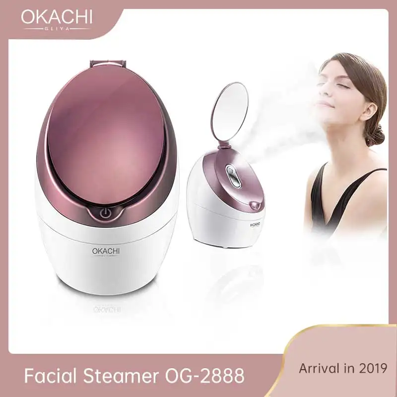 Nano Ionic Facial Steamer For Face Beauty Salon Personal Sauna SPA Blackheads Reomoval Clear with Makeup Mirror OKACHI GLIYA