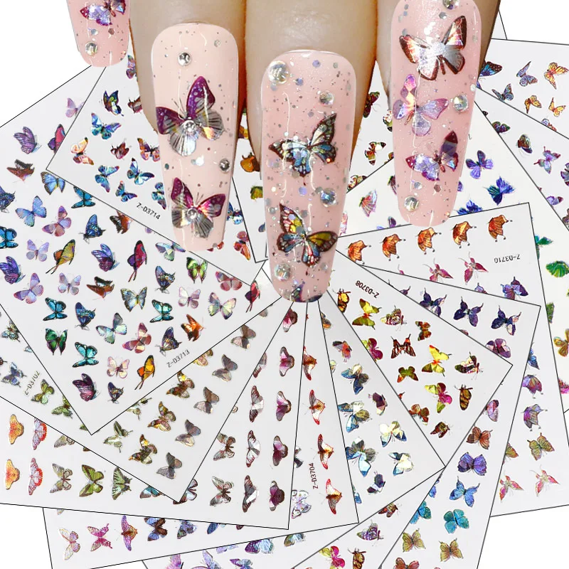 

1PCS 3D Butterfly Nail Art Stickers Watermark DIY Colorful Tips Manicure Tool Nail Transfer Decals Foils Wraps Nail Decorations