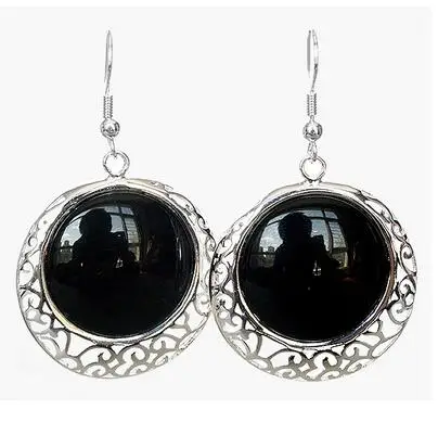 Бесплатная доставка 925 пробы крючок натуральный черный драгоценный камень оникс