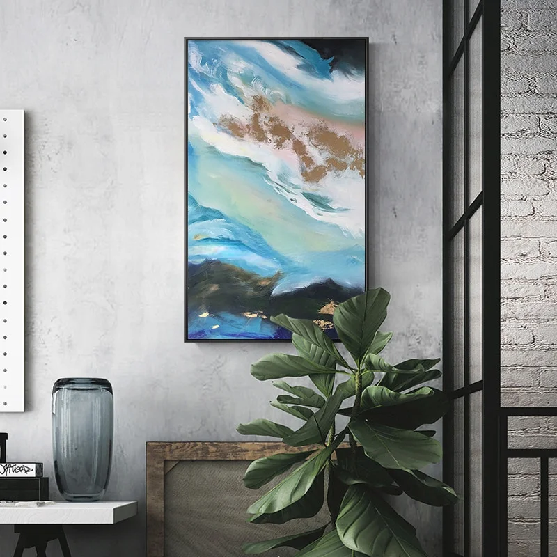 

No Framed Hand Painted Oil Painting On Canvas Cuadros Decoracion Blue Sea Wave Acrylic Painting Wall Art Pictures Living Room