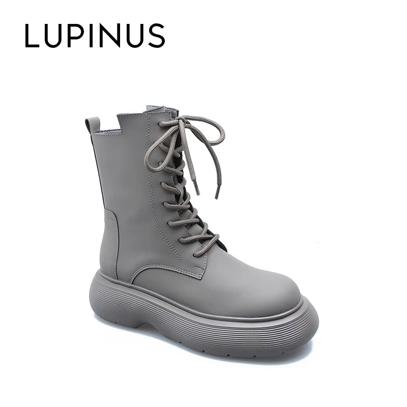 

LUPINUS 2022 New Chunky Heel Women Ankle Boots Fashion Platform Ankle Boots For Women Winter With Fur Retro Casual Women Boots