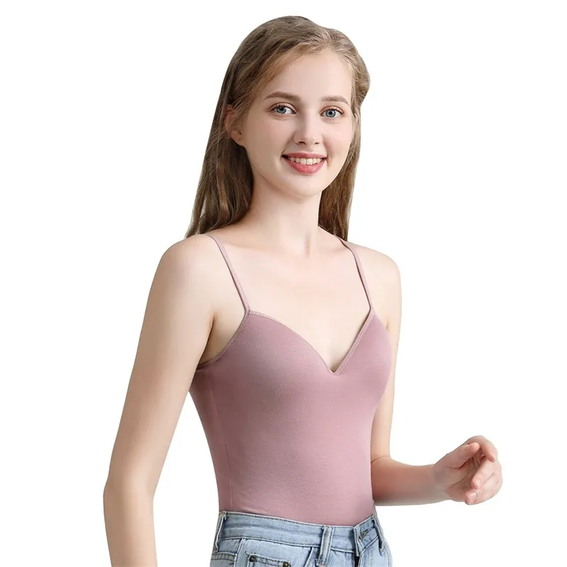 Майка женская на бретельках с V-образным вырезом | Женская одежда