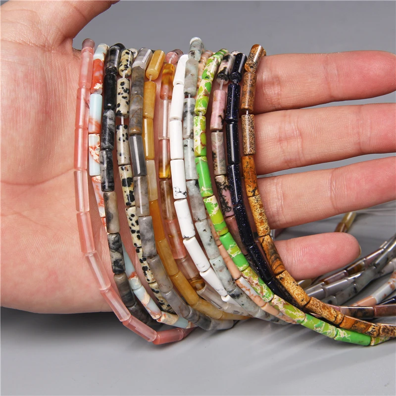 Розовые синие желтые каменные бусины цилиндрические разделители 4x13 мм для