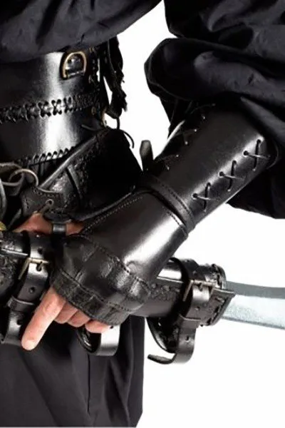

Wide Motorcycle Gloves Knights Warrior Medieval Men Steampunk Lace-up Cuffs Renaissance Gauntlet Leather Templar Armor Bracers G