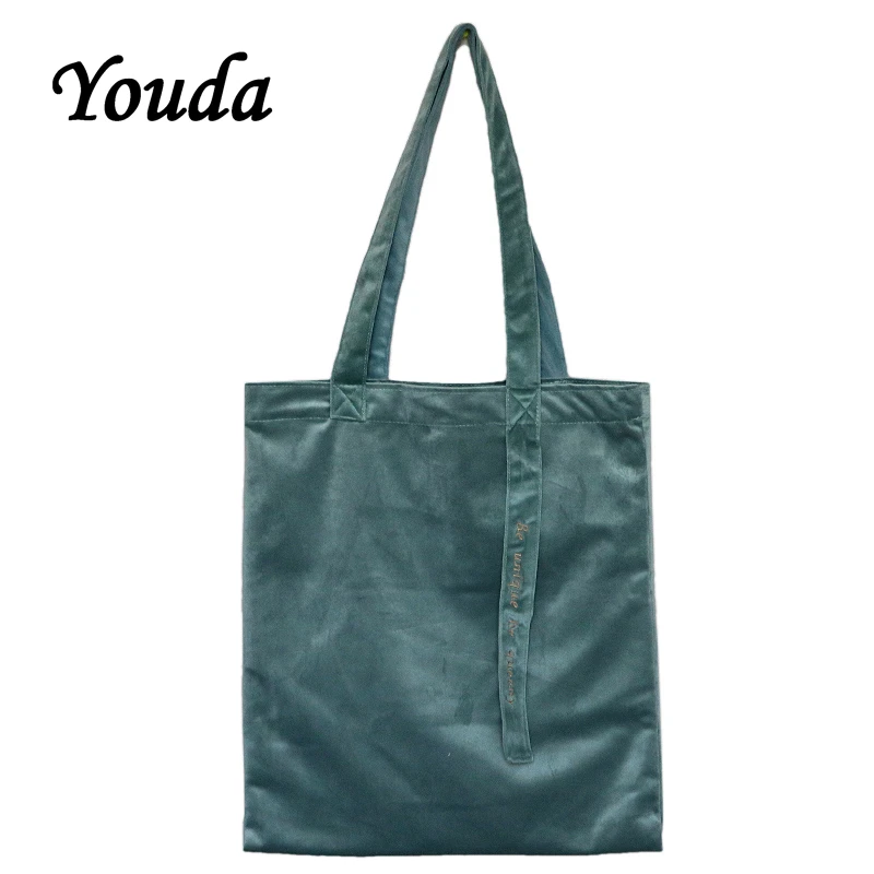 Бархатная сумка Youda на плечо с лентой в винтажном стиле нежная женская вышивкой