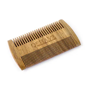 Расческа QSHAVE мужская из сандалового дерева, брендовая двусторонняя щетка для бороды ручной работы, карманная Антистатическая щетка для усов и бороды
