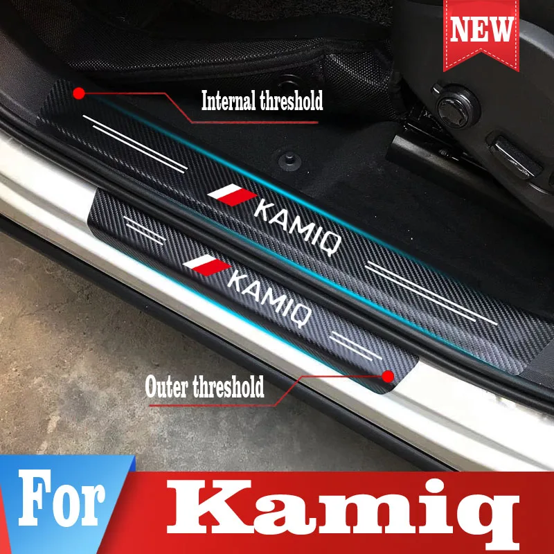 

Car Protector Door Sill Stickers For Skoda Kamiq PU Leather Car Door Threshold Protective Cover Stickers Styling Accessories