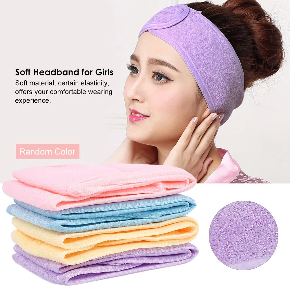 

1 Pc Soft Headband for Girls Makeup Face Washing Shower Turban Head Wrap Headwear Towel Fabric for Salon Home Use Random Color