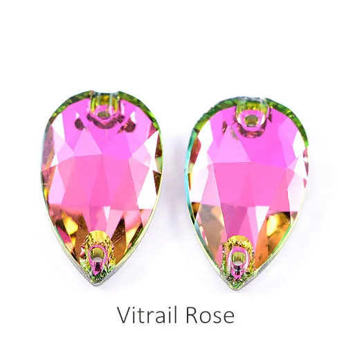 Vitrail Rose 11x18 мм Красочные 24 цвета лучшее качество пришить стразы каплевидной формы бутик стекло Flatback пришить декоративные камни для одежды F0051 - Цвет: Vitrail Rose
