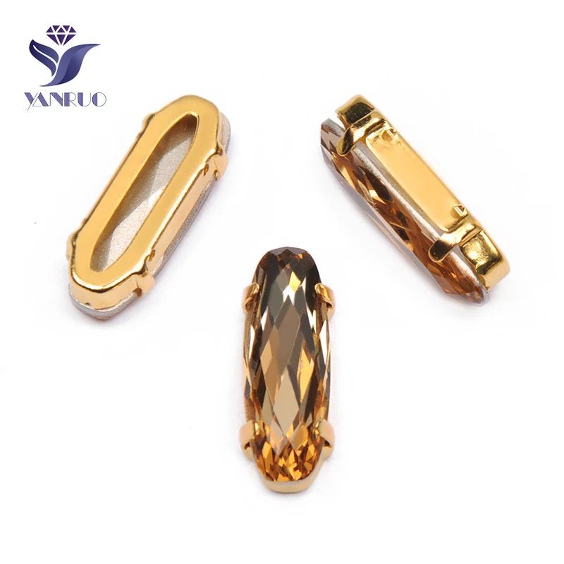 Light Colorado Topaz YANRUO 4161, удлиненные Стразы для багета, хрустальные причудливые камни с когтями, K9 точечные Стразы для рукоделия - Цвет: Light Colorado Topaz