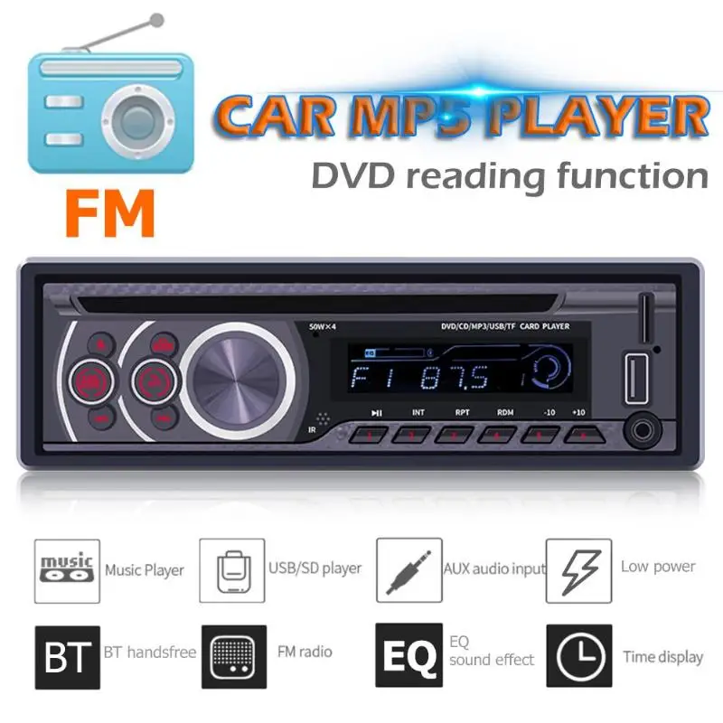 SWM 8169A 1 Din автомобильное радио Bluetooth стерео Авто Аудио CD VCD DVD MP3 плеер AUX USB TF карта FM