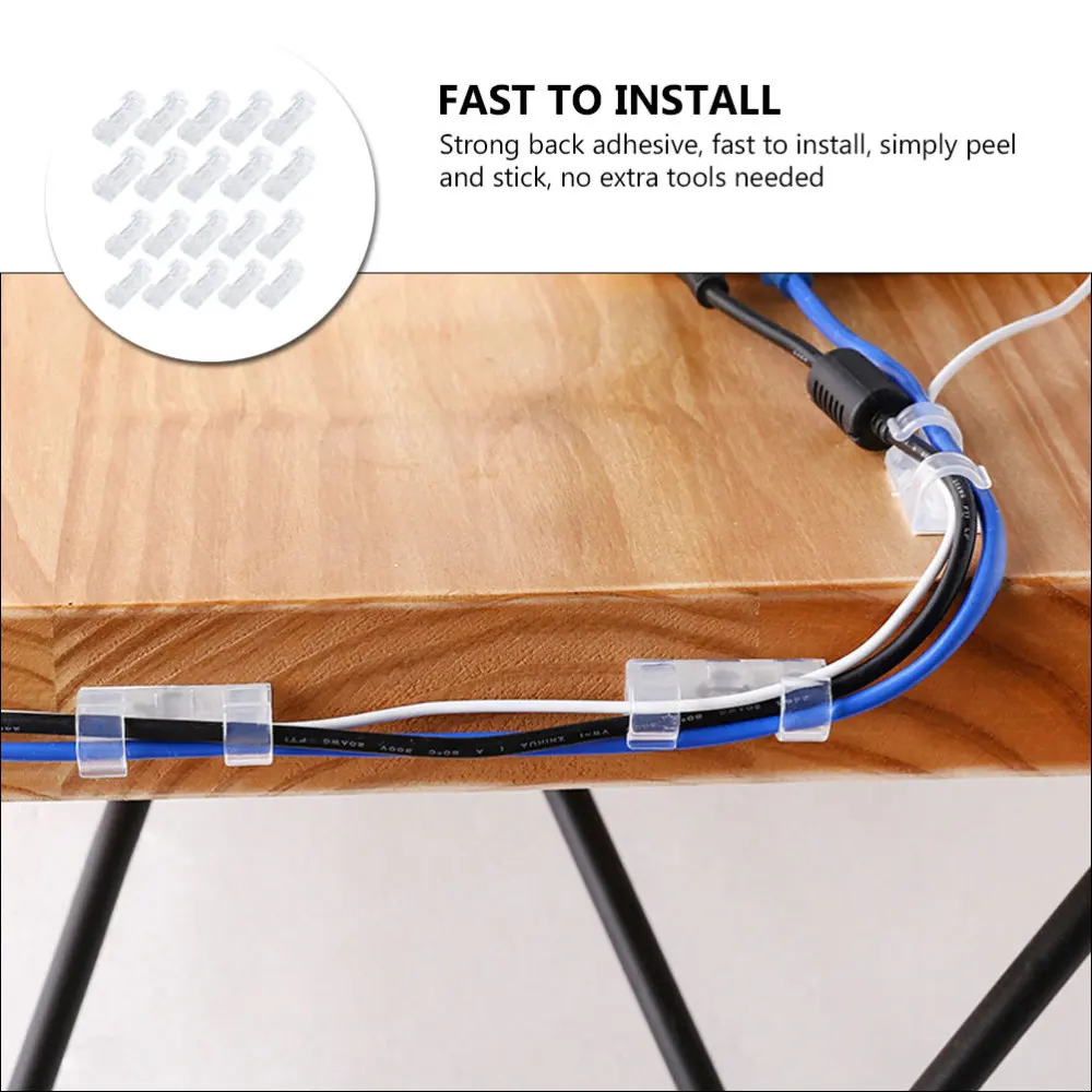 

52pcs Convenient Wall Desktop Cable Organizers Cable Fixators Cable Buckles