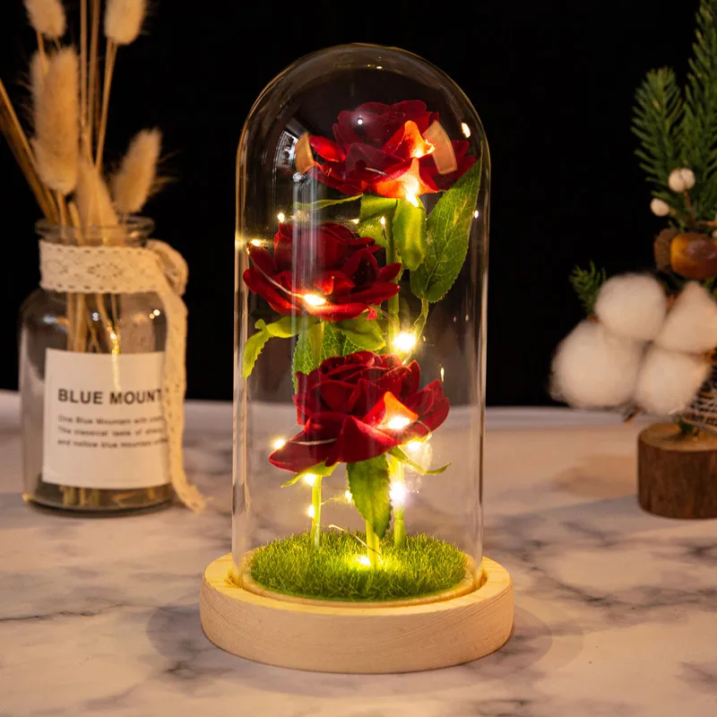 

Beauty And The Beast Rose Eternal Rose In LED Glass Dome Forever Rose Galaxy Valentine's Day Mother's Day Christmas Special Gift
