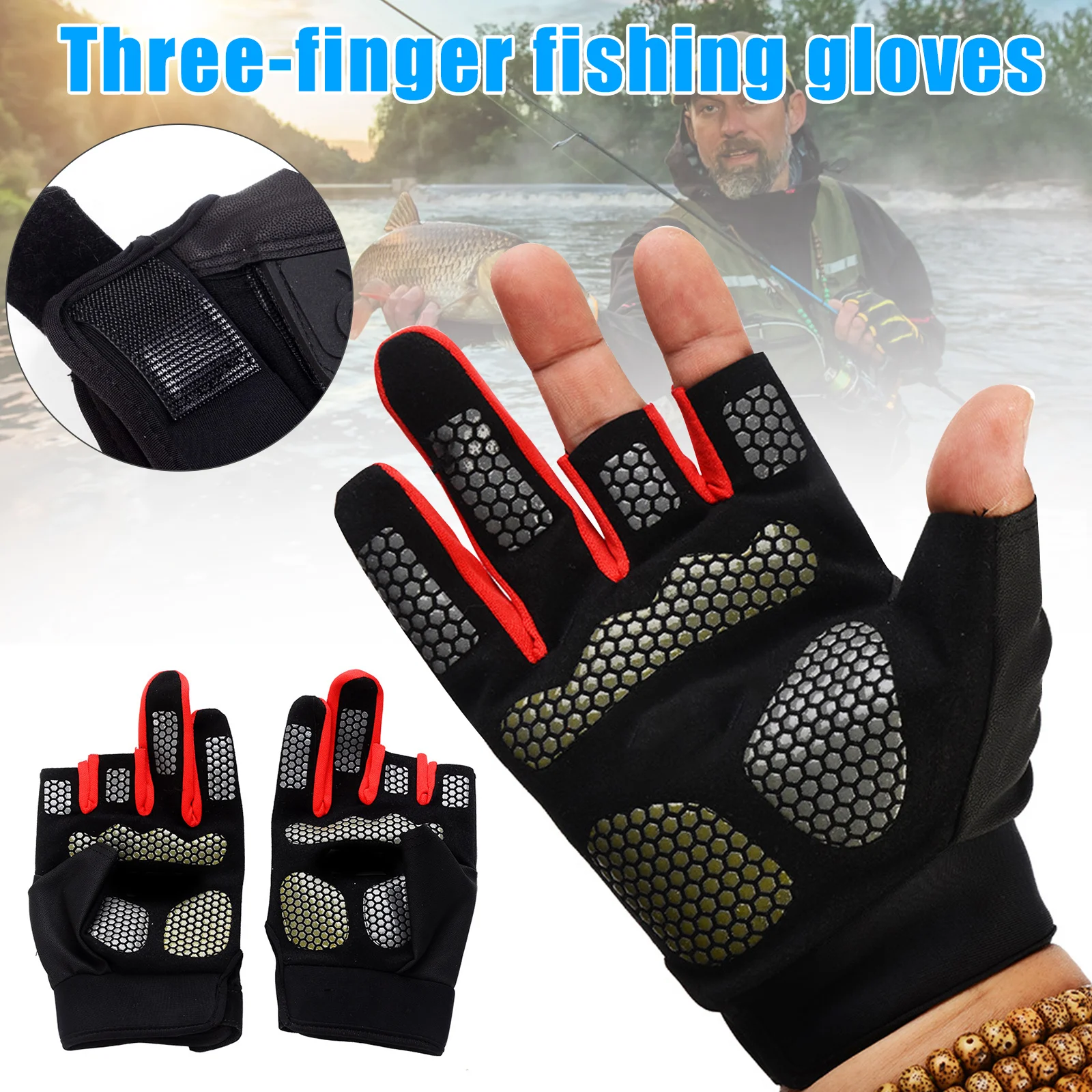 

3 Fingerless Fishing Gloves Waterproof Leather Half Finger Gloves Breathable Gloves for Fishing Hunting Cycling Accessories