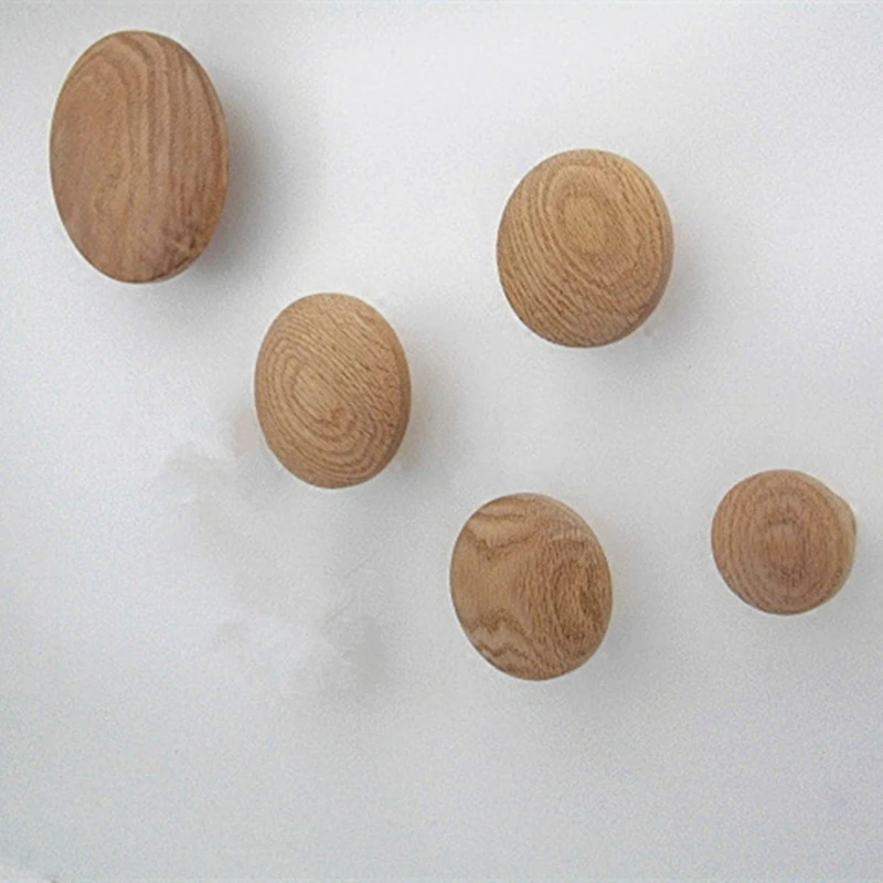

5pcs/set Natural wood Dots Hooks Wall Hanging Hooks Home Decoration Mushroom Wall Decor With Nail Home Clothes Bag Robe Hooks