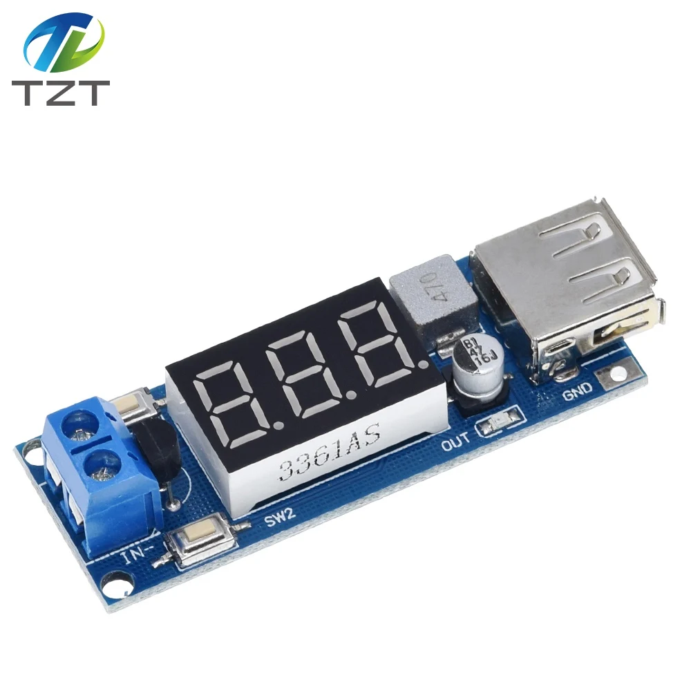 Завеса DC-DC понижающий модуль двухпроводная Вольтметр 5В USB Зарядное устройство