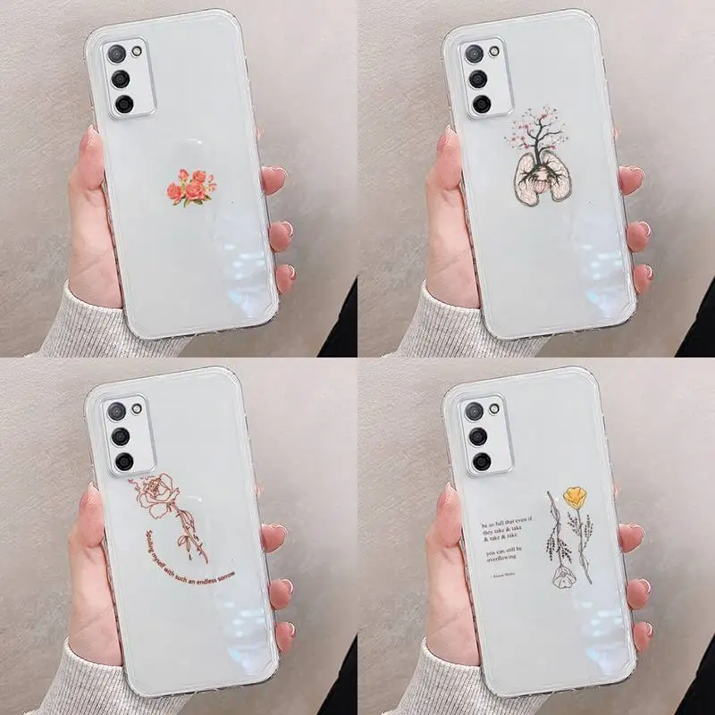 

Great Aesthetic Flower art Phone Case Transparent For oppo RENO A 1 2 3 4 5 7 8 Z 2Z SE ACE PRO moible bag