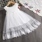 Детские белые кружевные платья для девочек; Летнее платье принцессы с короткими рукавами и цветочной вышивкой; Детская одежда для свадебвечерние НКИ с бантом