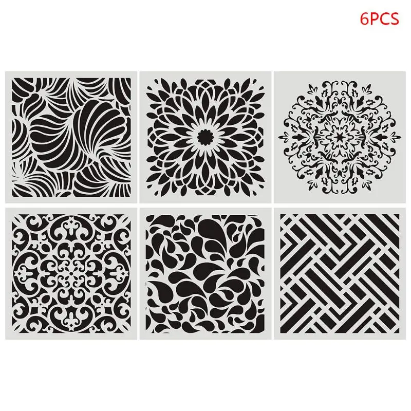 

6 шт./компл. Мандала шаблон для рисования настенный трафарет живопись тиснение для деревянных напольных плиток