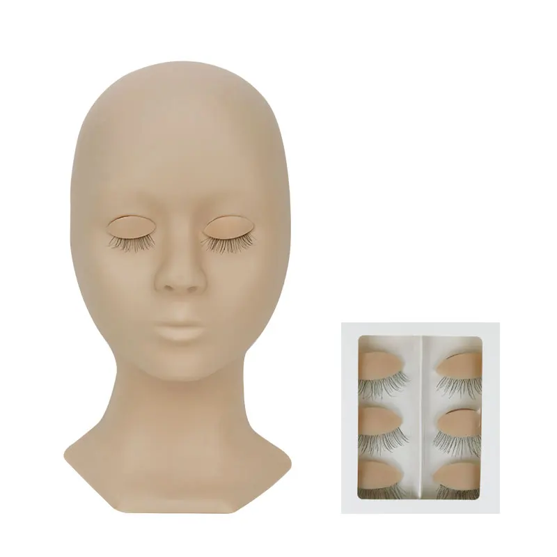 

Eyelashes Extension Silicone Head Mannequin Removable Eyes Learner Remove Eyelid Kit Practice Head Model Eyelash Teaching Tool