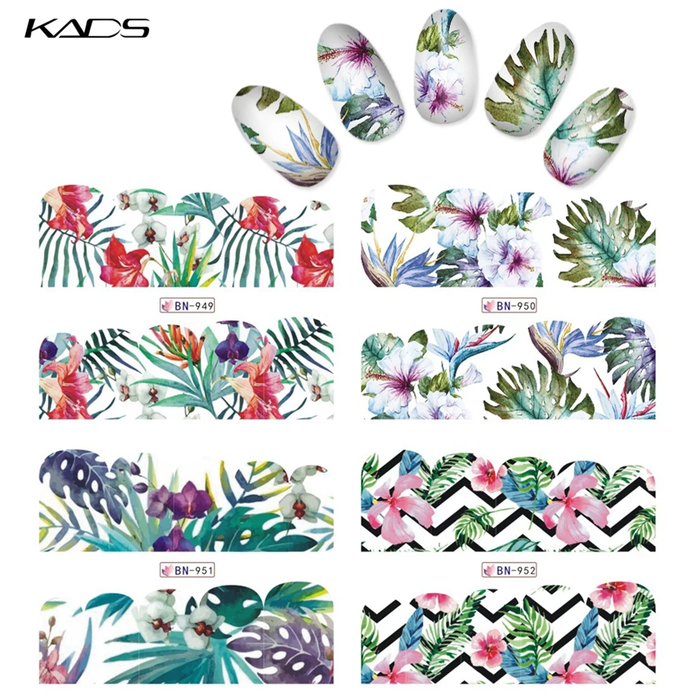 Наклейки для ногтей KADS 1 шт. летняя Цветочная серия наклейки-Слайдеры ногтевого