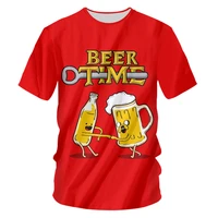 summer men its beer time 3d print t shirt drinking beer o neck funny short sleeve tees tops unisex casual streetwear t shirts
