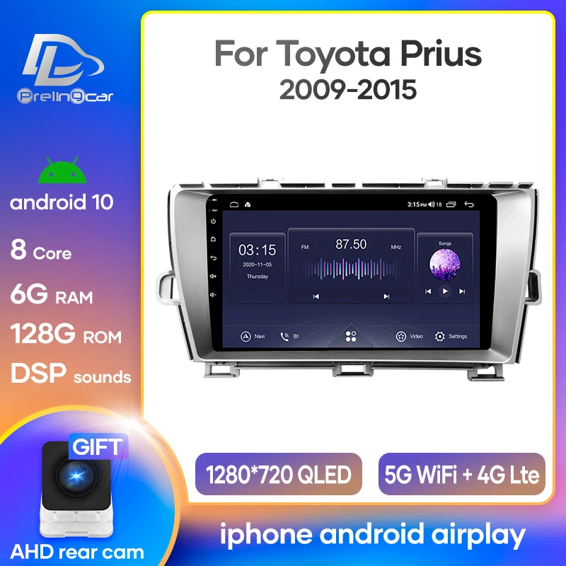Автомобильная Мультимедийная система Prelingcar автомагнитола на Android 10 для Toyota Prius 2010