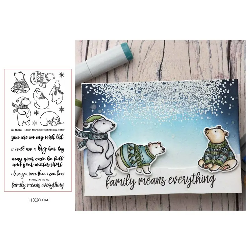 Зимняя фотография свитер снежинка надпись прозрачные силиконовые штампы