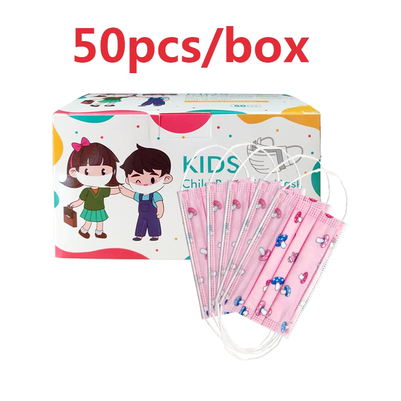 

50pc Child Kids Disposable Face Masks Cartoon Mouth Mask 3 Layer Dust-proof Disposable Mask For Kids Cartoon Cat Masks For Face