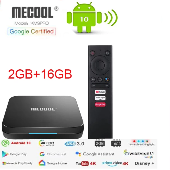 Android ТВ 10 0 Box Google Сертифицированный MECOOL KM9 PRO 4 Гб оперативной памяти 32GBAmlogic S905X2 4K
