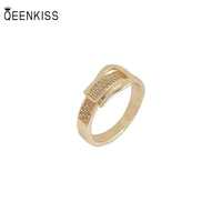 qeenkiss rg707 fine jewelry wholesale fashion trendy woman girl birthday wedding gift simple buckle aaa zircon 18kt gold ring