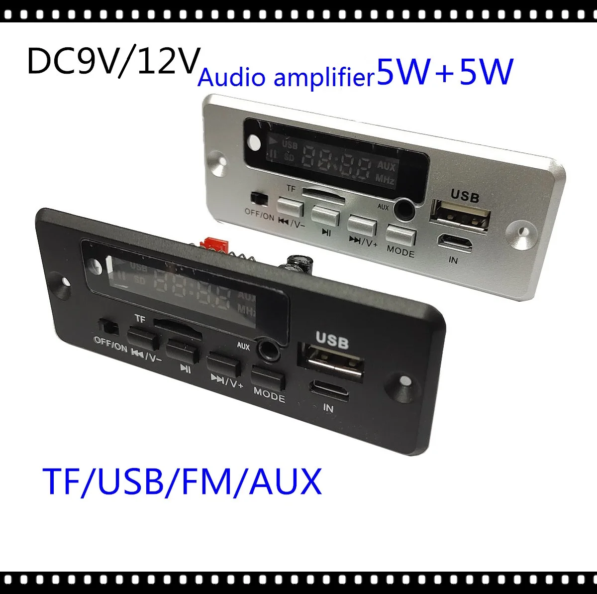 Promotion 12V 2 * 5W MP3 Radio Display Module With Power Amplifier MP3 Decoding Board FM Nixie Tube Display Audio Decoder PCBA