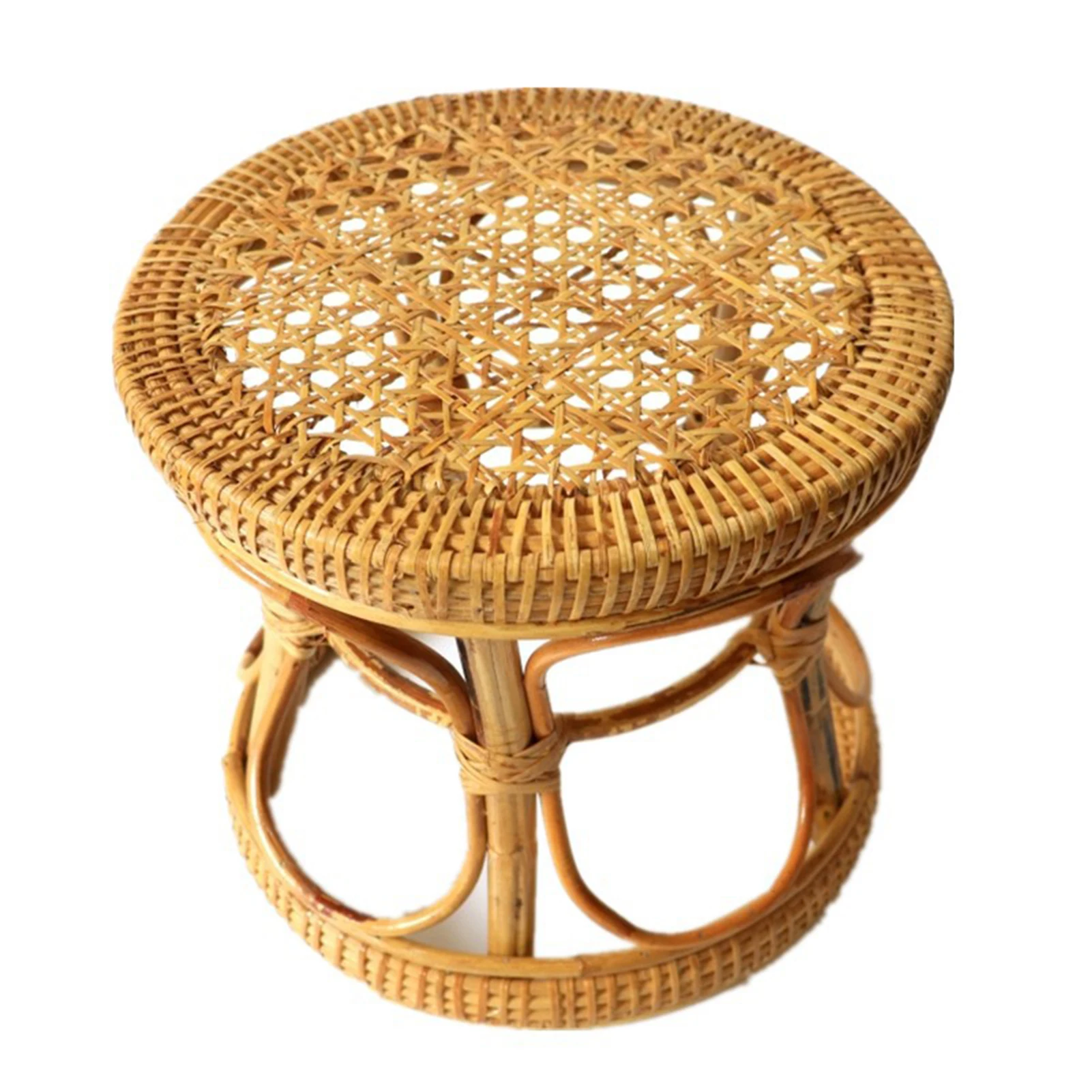 

28x30cm Natural Rattan Plant Stand Rack Hand-woven Flower Stand Durable Indoor Flower Pot Holder Shelf For Home Gardening