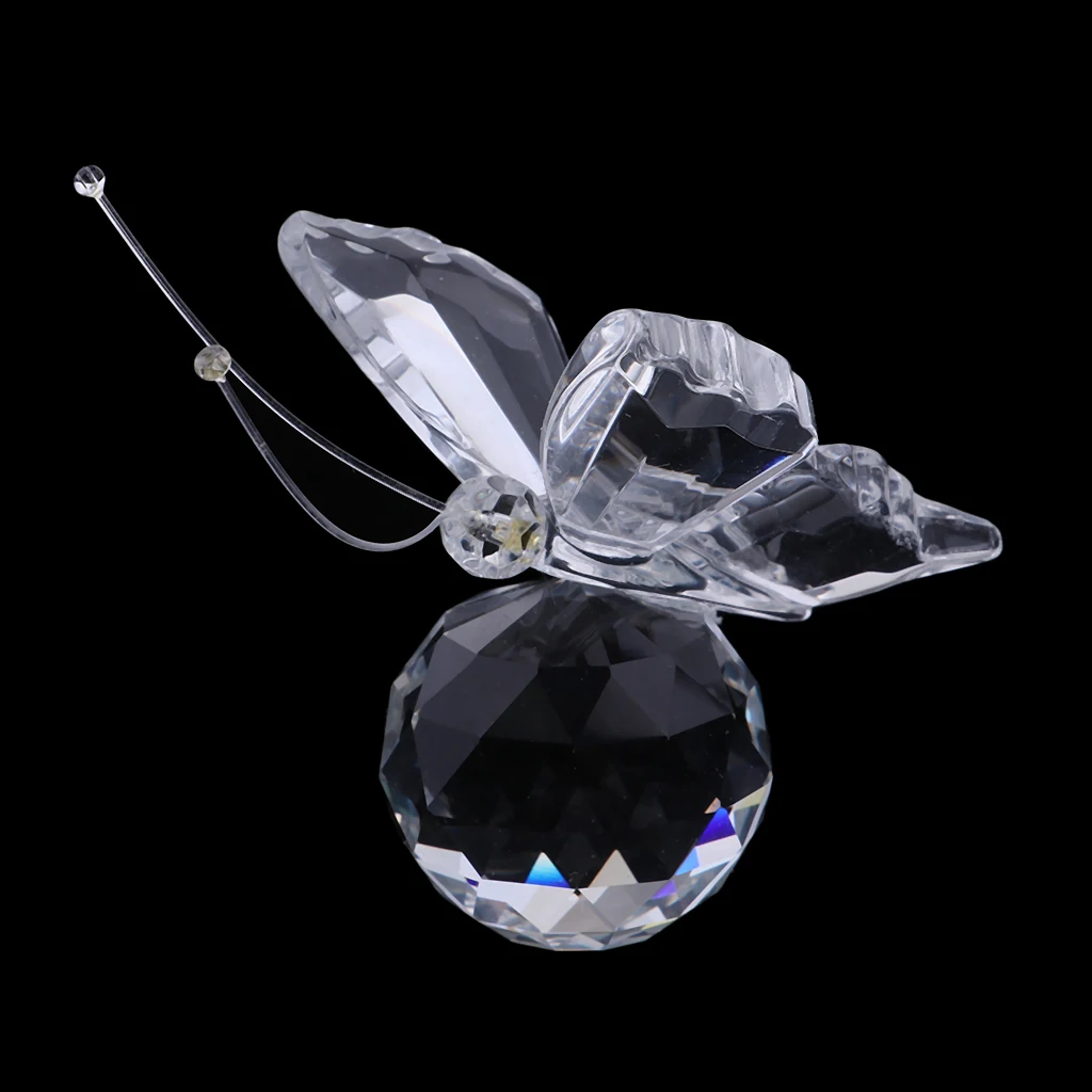 Crystal Flying Butterfly with Ball Base Figurine Cut Glass Ornament Statue | Дом и сад