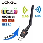Беспроводная сетевая карта JCKEL 3,0, USB, Wi-Fi, приемник, 2,4G, 5G, 600 Мбитс, двухдиапазонная антенна свободного привода для передатчика ноутбука, ПК