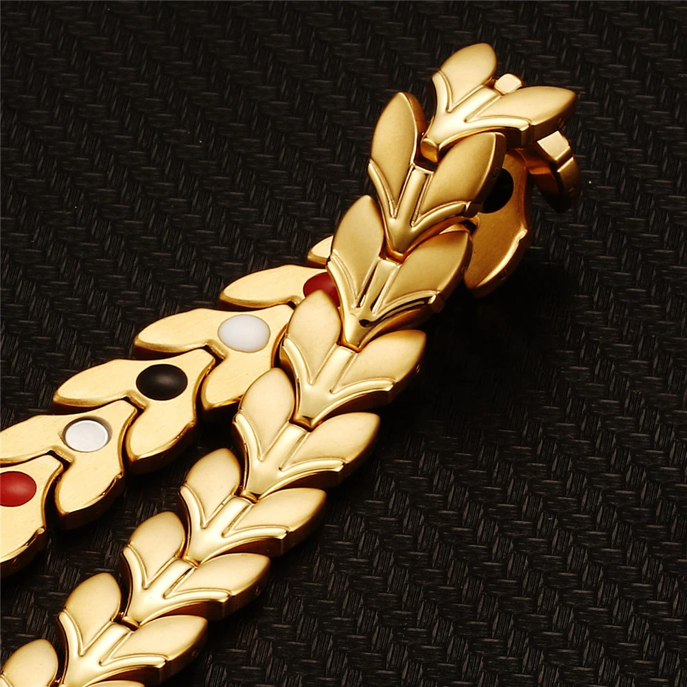 NHGBFT форма листа золотой цвет здоровья магнитные браслеты для женщин мужские