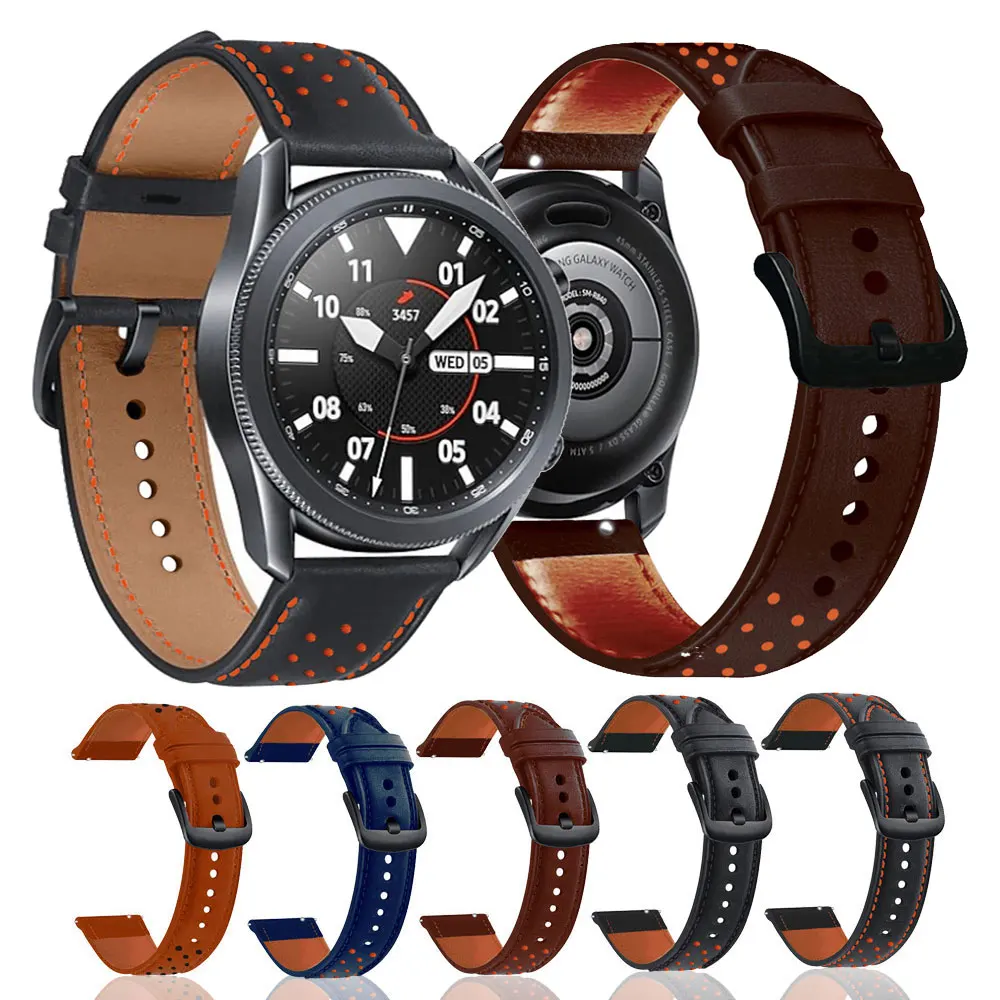 

Ремешок для наручных часов 20 22 мм, мягкий кожаный браслет для Samsung Galaxy Watch Active 2 40 44 46 мм Gear S2 S3 Garmin Vivoactive 3 4