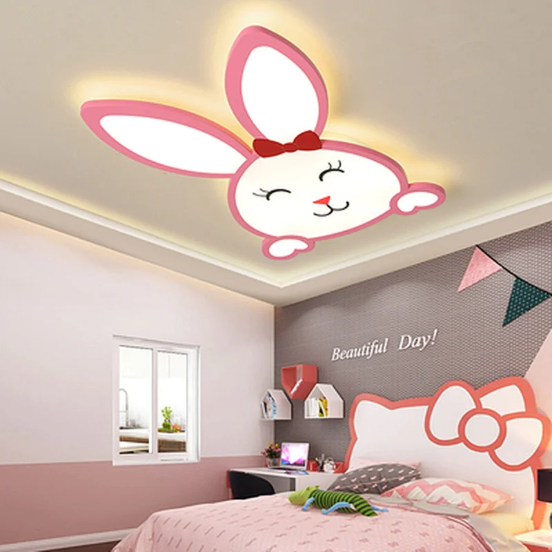 Children's lamp bedroom modern minimalist girl room chandelier creative cartoon rabbit led ceiling lighting | Освещение