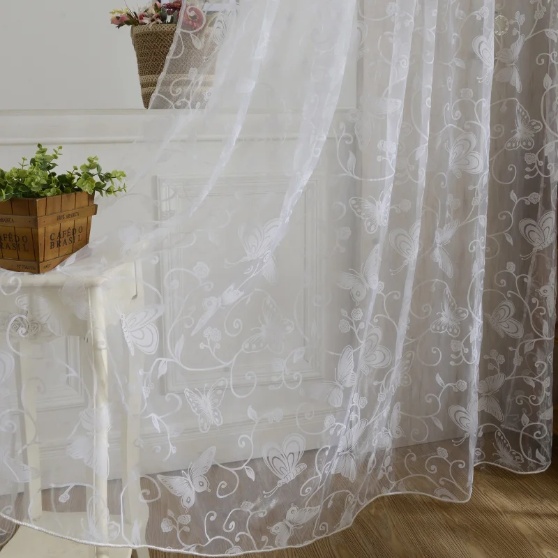 Домашний декор занавеска для окон фиолетовая бабочка тюль прозрачная вуаль