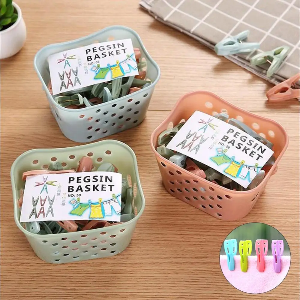 30 шт./лот большой яркий цвет зажим для одежды + 1 пластиковая корзина хранения