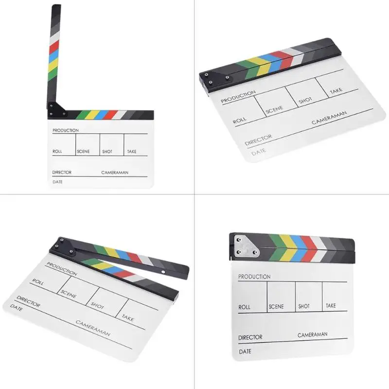 Acrylic Colorful Clapperboard Clapper Board Dry Erase Director Cut TV Movie Film Action Slate Clap Handmade Cut Prop images - 6